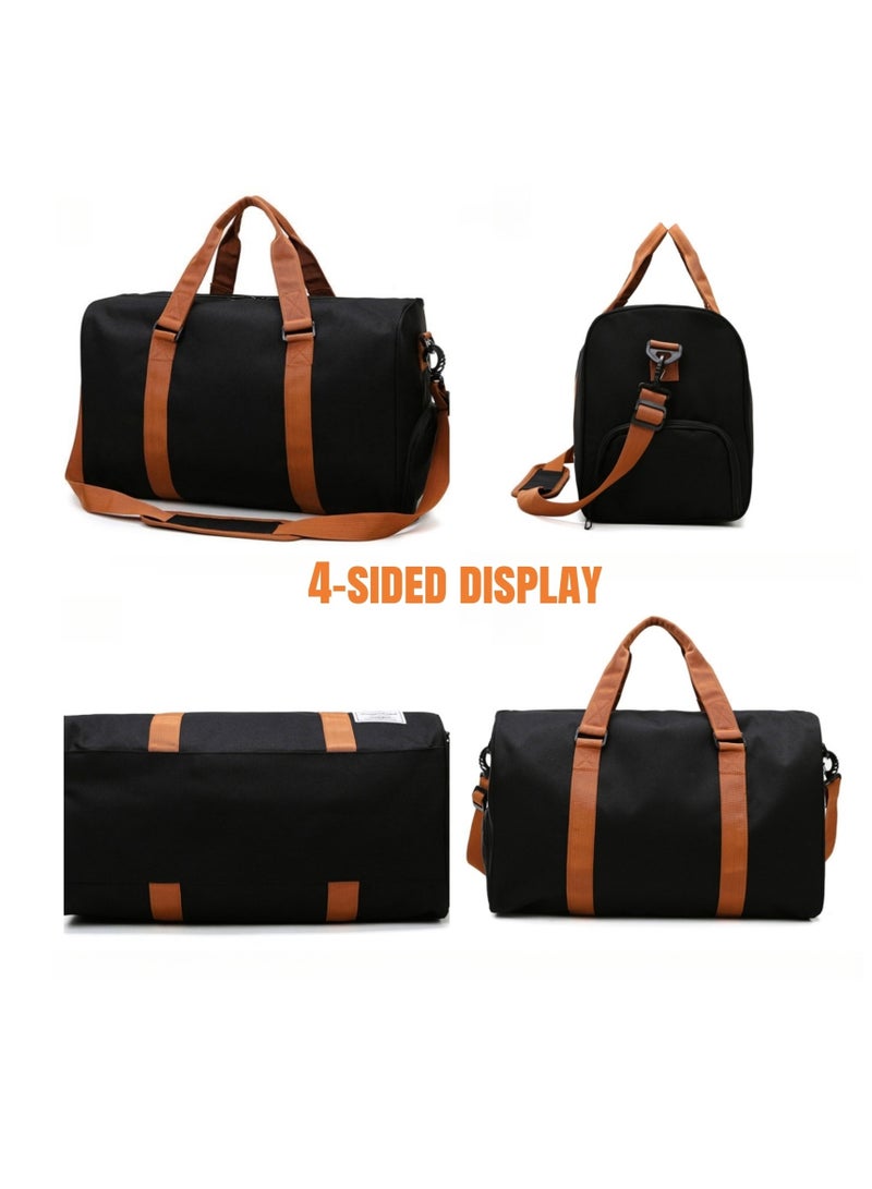 NOVOLAN Travel Duffel Bags, Versatile 35L Large Capacity Travel Bag for Yoga, Fitness, and Sports with Independent Shoe Compartment, Durable Water-Resistant Fabric, Smooth Zippers, 48x24x30cm (black)  - Image 5