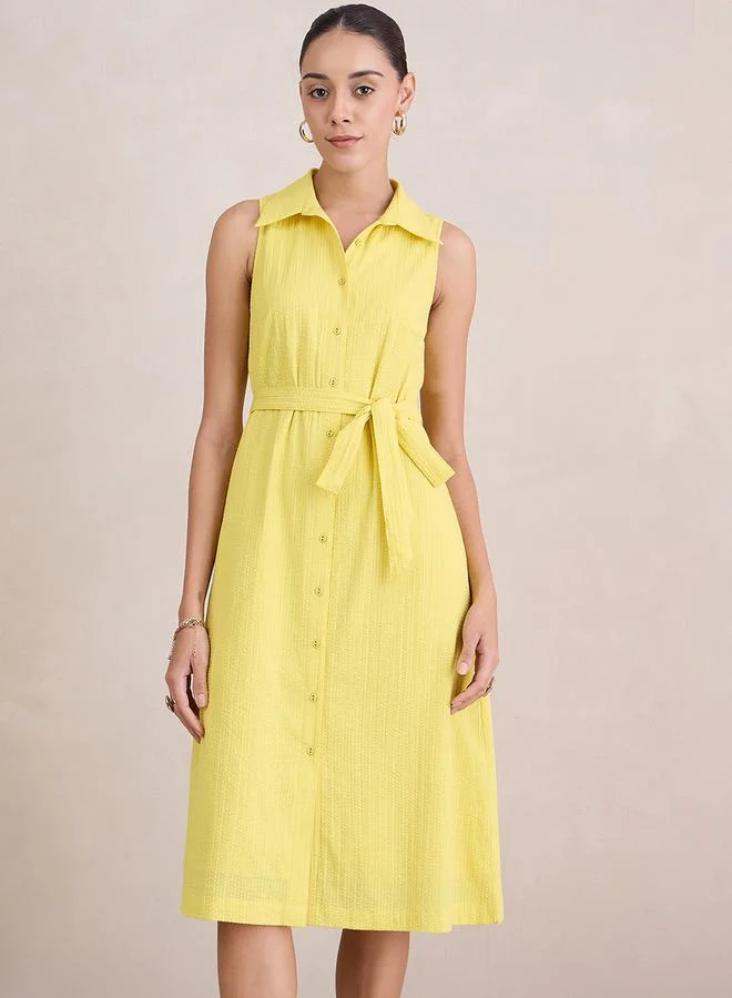 Femmella Belted Sleeveless Dress