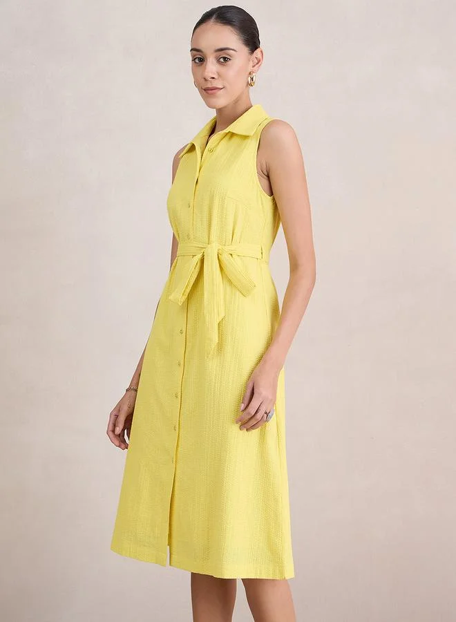 Femmella Belted Sleeveless Dress