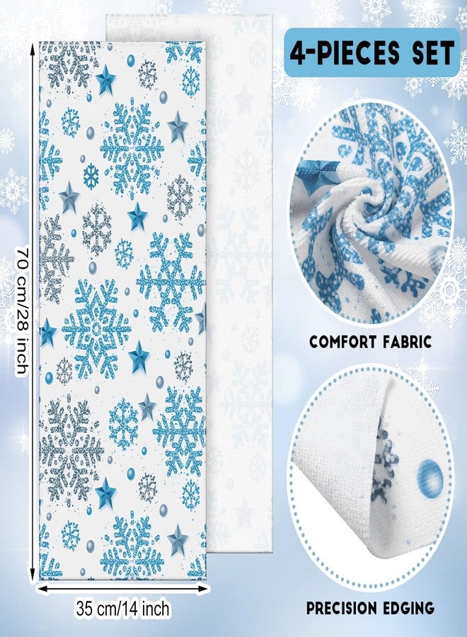 Rtteri 4 Pcs Christmas Snowflakes and Stars Hand Towels Bath Bathroom Towel Decorative Absorbent Soft Christmas Kitchen Towels for Xmas Bath Dish Hand Face Gym Spa Decor Guest Gifts, 30 x 12 Inch - Image 3