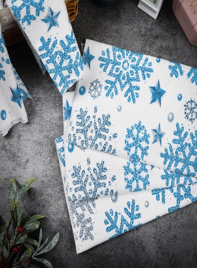 Rtteri 4 Pcs Christmas Snowflakes and Stars Hand Towels Bath Bathroom Towel Decorative Absorbent Soft Christmas Kitchen Towels for Xmas Bath Dish Hand Face Gym Spa Decor Guest Gifts, 30 x 12 Inch - Image 2