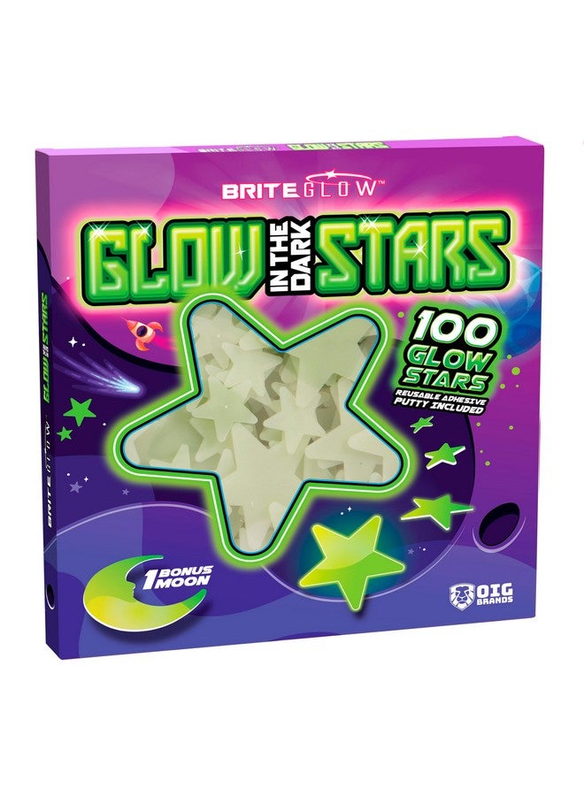 OIG Brands 100 Pcs Ultra Brighter 3D Glow in The Dark Stars for Ceiling & Walls I Glow Stars for Ceiling with Moon I Glow in The Dark Decorations for Bedroom W/Constellation Map & Reusable Putty I Star Stickers  - Image 2