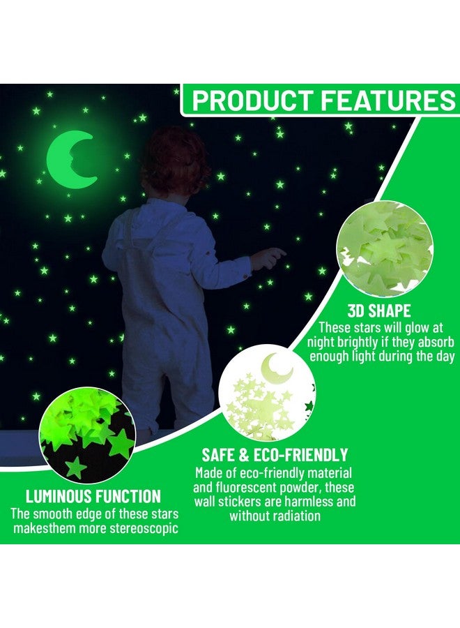 OIG Brands 100 Pcs Ultra Brighter 3D Glow in The Dark Stars for Ceiling & Walls I Glow Stars for Ceiling with Moon I Glow in The Dark Decorations for Bedroom W/Constellation Map & Reusable Putty I Star Stickers  - Image 3