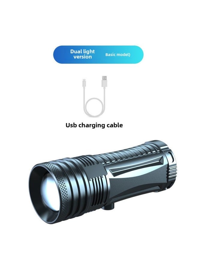 Four Light Source Fishing Lamp Night Fishing Lamp Blue Light Flashlight Strong Bright High Power Wild Fishing Night Light Wholesale-Product Specifications:Fishing Light + Data Cable - Standby 20h (white + Blue - Dual Light Version) - Image 1