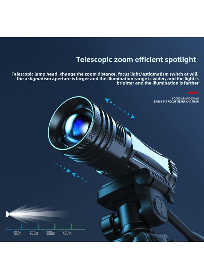 Four Light Source Fishing Lamp Night Fishing Lamp Blue Light Flashlight Strong Bright High Power Wild Fishing Night Light Wholesale-Product Specifications:Fishing Light + Data Cable - Standby 20h (white + Blue - Dual Light Version) - Image 2