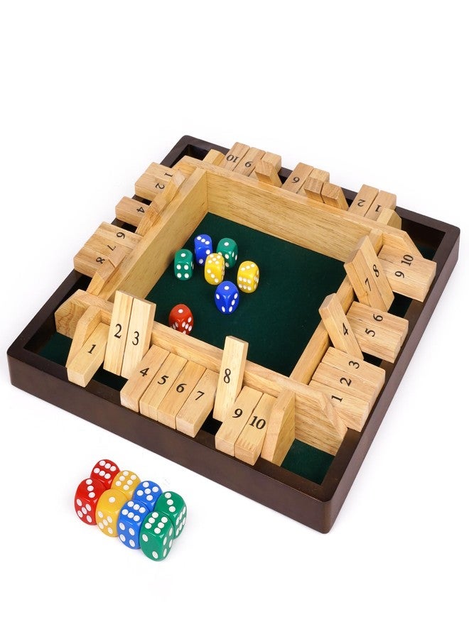 Kvintes 12 Inch Shut The Box Dice Game – Wooden Tabletop Board Game with Felt Mat, 10 Number Tiles & 8 Dice, Classic Bar Game, Family Game Night, Travel Game for Adults - Image 1