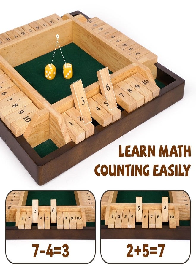 Kvintes 12 Inch Shut The Box Dice Game – Wooden Tabletop Board Game with Felt Mat, 10 Number Tiles & 8 Dice, Classic Bar Game, Family Game Night, Travel Game for Adults - Image 4
