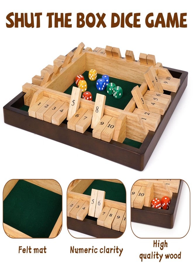Kvintes 12 Inch Shut The Box Dice Game – Wooden Tabletop Board Game with Felt Mat, 10 Number Tiles & 8 Dice, Classic Bar Game, Family Game Night, Travel Game for Adults - Image 2