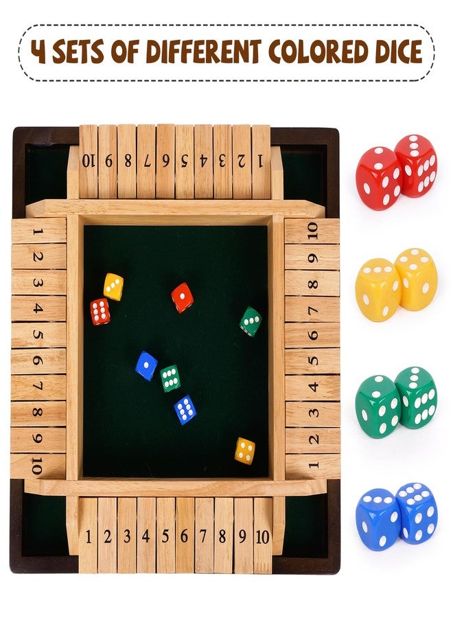 Kvintes 12 Inch Shut The Box Dice Game – Wooden Tabletop Board Game with Felt Mat, 10 Number Tiles & 8 Dice, Classic Bar Game, Family Game Night, Travel Game for Adults - Image 5