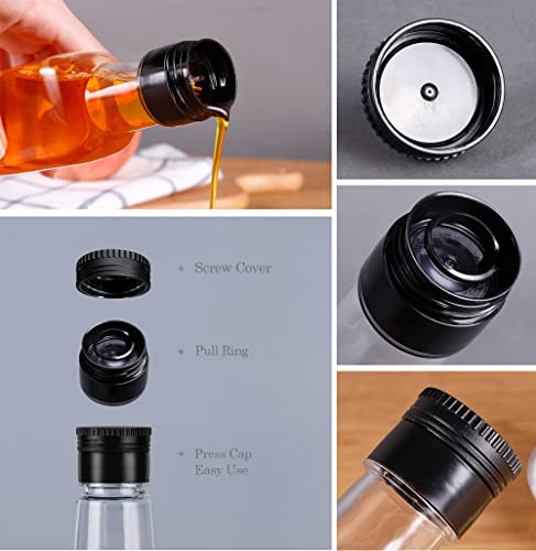 B SEPOR 6 Pack 1000ml Clear Quadra PET Empty Bottles 1 Quart Olive Oil Plastic Bottle with Caps (33.8 Fl Oz) - Long Neck Square Wine Bottles for Plant Watering Globe - Image 3