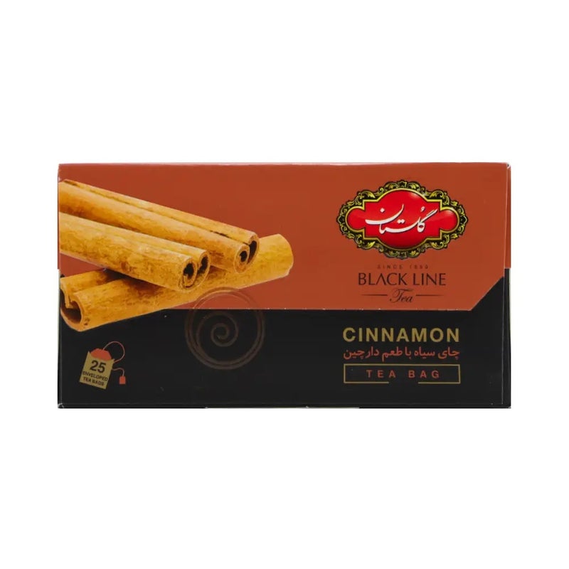 Golestan Black Line Tea with Cinnamon Flavor- 25 Tea Bags - Image 1