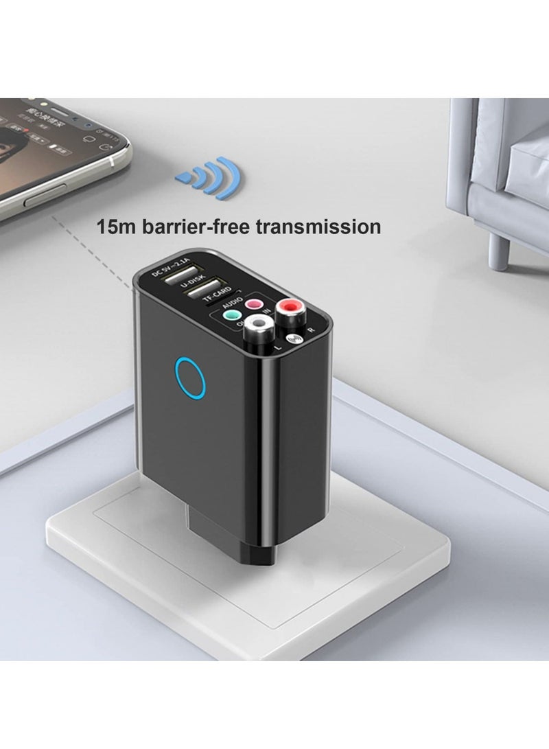 Captaintech Wireless Audio Receiver, Fast Transmission Bluetooth-compatible5.0 Dual USB Audio Transceiver, Mini Wireless Audio Adapter for Home and Car Music Stereo Streaming - Image 2