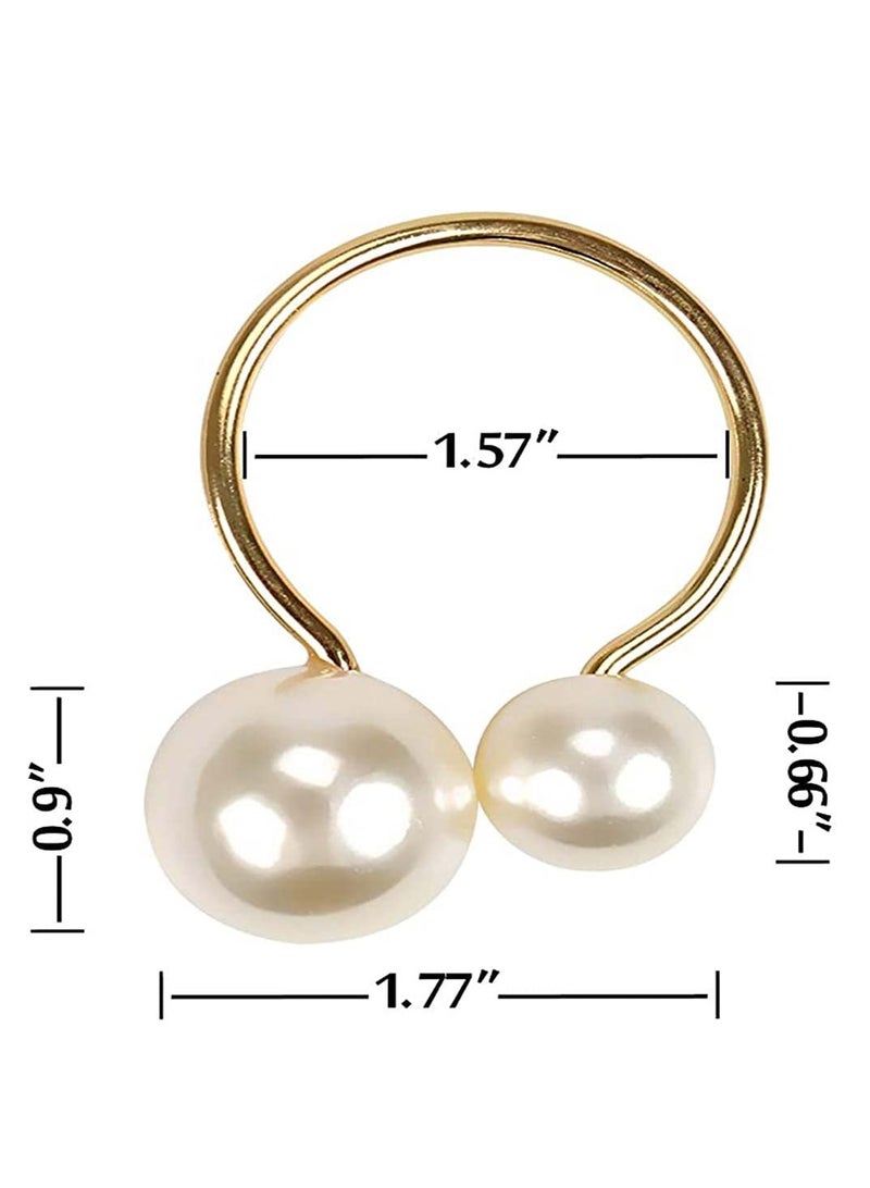 KASTWAVE 12 Pearl Napkin Ring, Napkin Buckle, Easter Napkin Buckle Holder, Used For Family Gathering, Dinner, Wedding Decoration, Napkin Ring, Thanksgiving (Golden) - Image 2