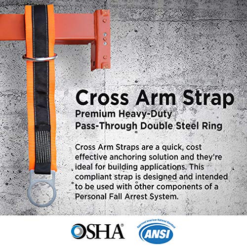 AFP 3’ Cross Arm Strap Premium Heavy-Duty Pass-Through Double Steel Ring, Safety Fall Protection Anchorage Connector (OSHA/ANSI) PPE 1 Pack - Image 2