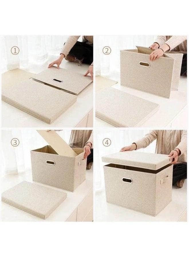 HOMESTAR Large Size Cube Boxes With Handles To Store And Organize Clothes Games Books Toys Washable Foldable Removable Lid For Home Office - Image 2