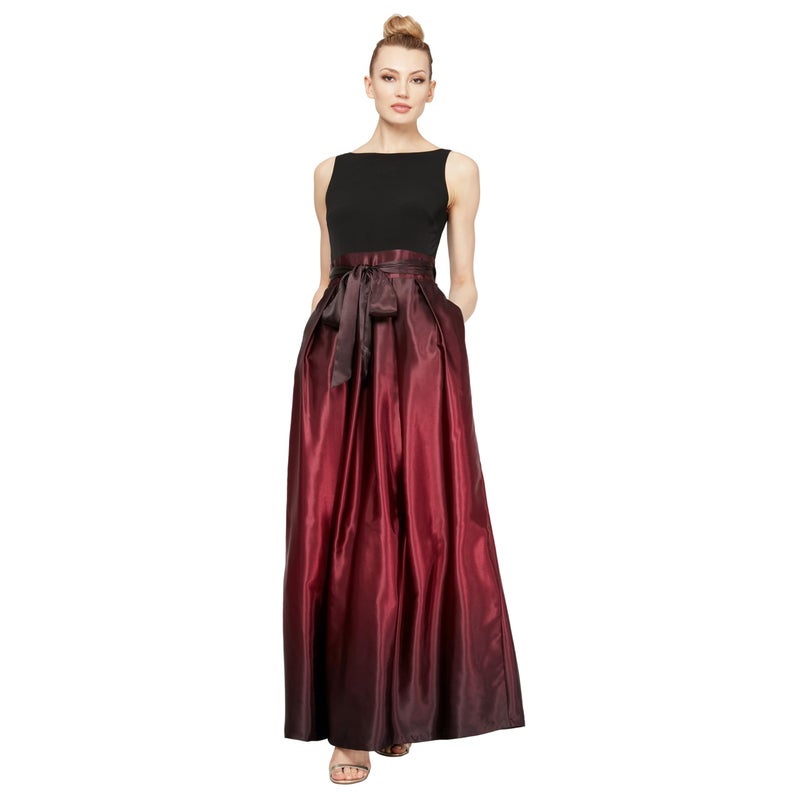S.L. Fashions فستان ساتان طويل للنساء من S.L. Fashions للأم العروس مع جيوب، فستان حفلة رسمي، تين، 16P - Image 1