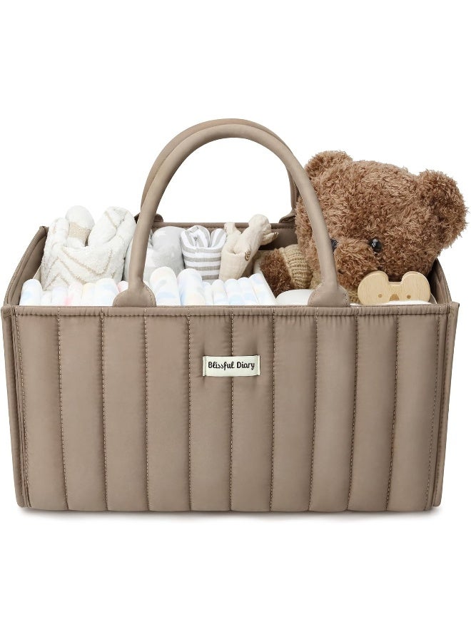 Blissful Diary Blissful Diary Baby Diaper Caddy Basket, Stylish Baby Diaper Caddy Organizer, Storage Basket for Diapers - Baby Gift Registry for Newborn Baby Shower List and Baby Must Haves Essentials - Mocha Brown  - Image 1