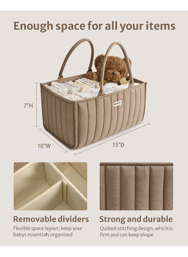Blissful Diary Blissful Diary Baby Diaper Caddy Basket, Stylish Baby Diaper Caddy Organizer, Storage Basket for Diapers - Baby Gift Registry for Newborn Baby Shower List and Baby Must Haves Essentials - Mocha Brown  - Image 3