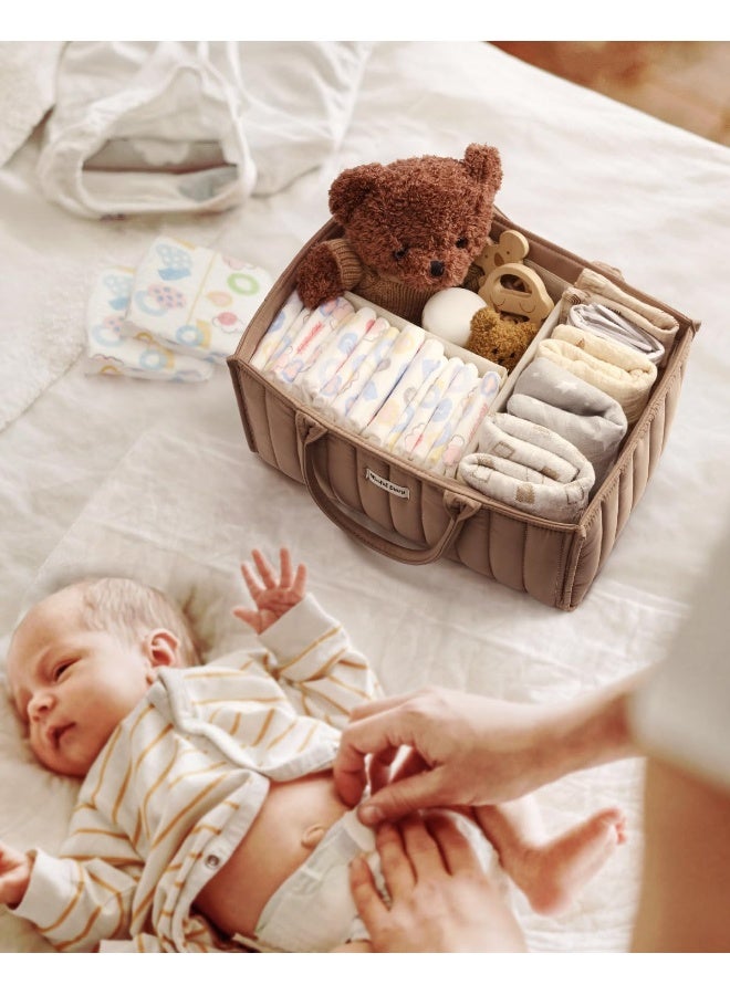 Blissful Diary Blissful Diary Baby Diaper Caddy Basket, Stylish Baby Diaper Caddy Organizer, Storage Basket for Diapers - Baby Gift Registry for Newborn Baby Shower List and Baby Must Haves Essentials - Mocha Brown  - Image 5