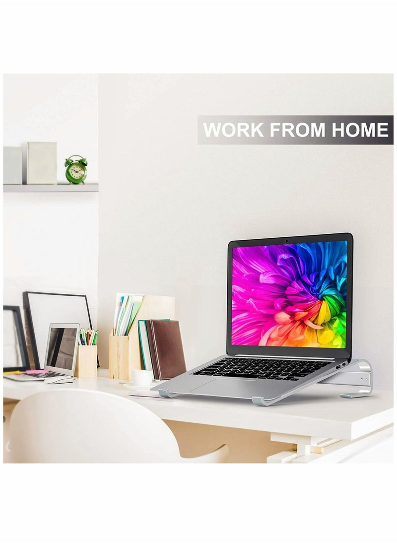 SYOSI - Computer Stand, Laptop Stand for Desk, Computer Stand for Desk, Ventilated Ergonomic Aluminum Notebook Stand, Compatible with MacBook Air, Suitable for 10-17 Inch Laptop, Work from Home (Silver) - Image 1