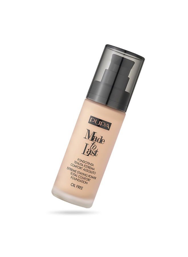PUPA Made To Last Extreme Staying Power Total Comfort Foundation - Extreme Hold Fluid Foundation - Long Lasting And Weather Resistant - Medium To High Coverage - Medium Beige - 1.01 Oz - Image 1