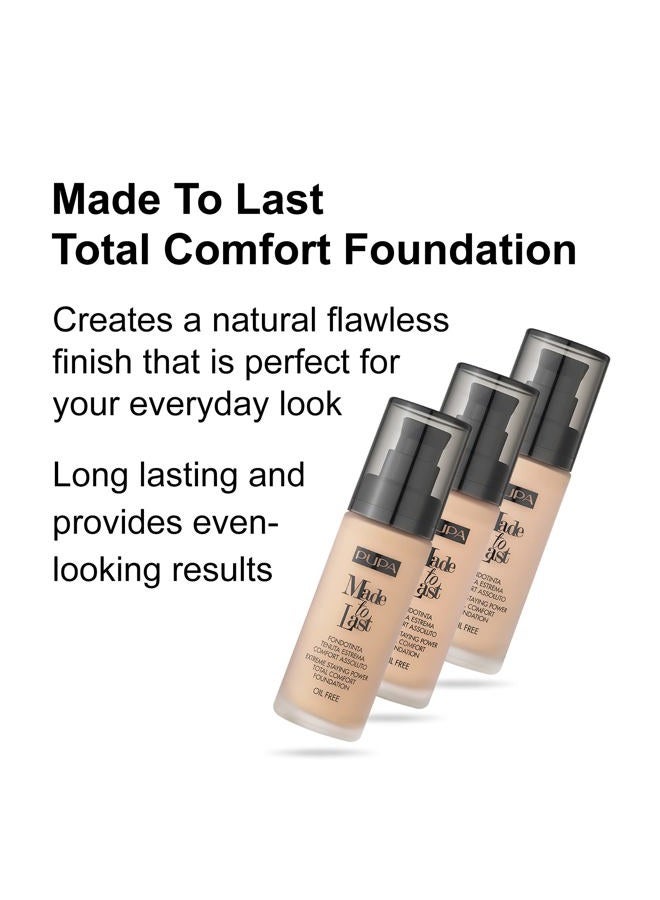 PUPA Made To Last Extreme Staying Power Total Comfort Foundation - Extreme Hold Fluid Foundation - Long Lasting And Weather Resistant - Medium To High Coverage - Medium Beige - 1.01 Oz - Image 2