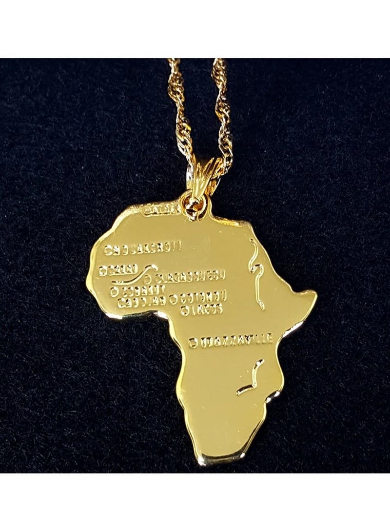Africa Map Pendant Women Necklace Gold Color Ethiopian Jewelry Hip Hop African Maps Item For Men Party Gift Daily Wear - Image 3