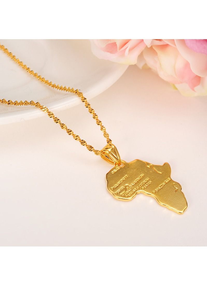 Africa Map Pendant Women Necklace Gold Color Ethiopian Jewelry Hip Hop African Maps Item For Men Party Gift Daily Wear - Image 1