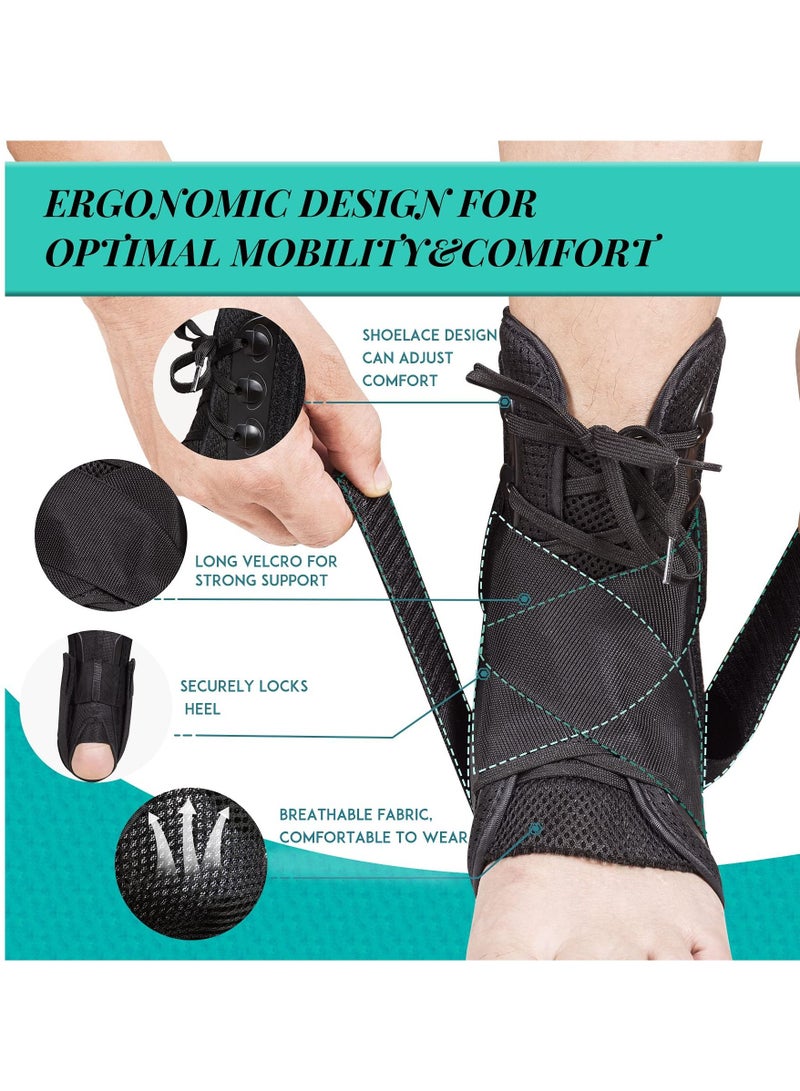 SYOSI دعامة الكاحل للنساء والرجال، دعم لف الكاحل للتعافي من إصابات الكاحل، ملاءمة مثالية لدعامة تثبيت الكاحل للالتواء، دعامات الكاحل بأربطة مع المثبتات، تمنع إعادة الإصابة (M) - Image 5