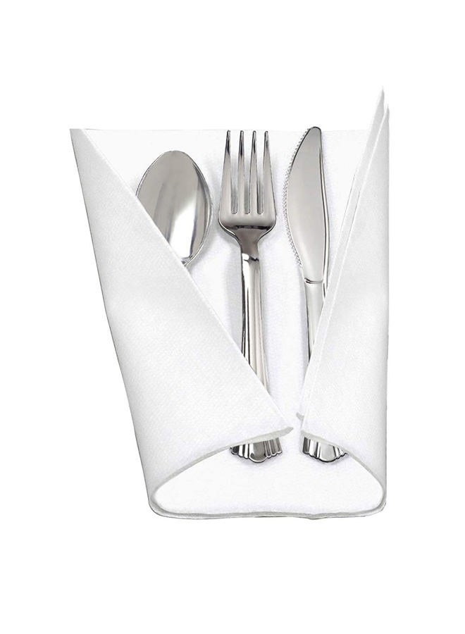 WNA Reflections Fork, Knife, and Spoon Kit in a White Linen-Quality Napkin Roll, Silver (120-Count) - Image 2