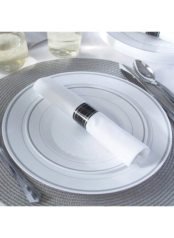 WNA Reflections Fork, Knife, and Spoon Kit in a White Linen-Quality Napkin Roll, Silver (120-Count) - Image 3