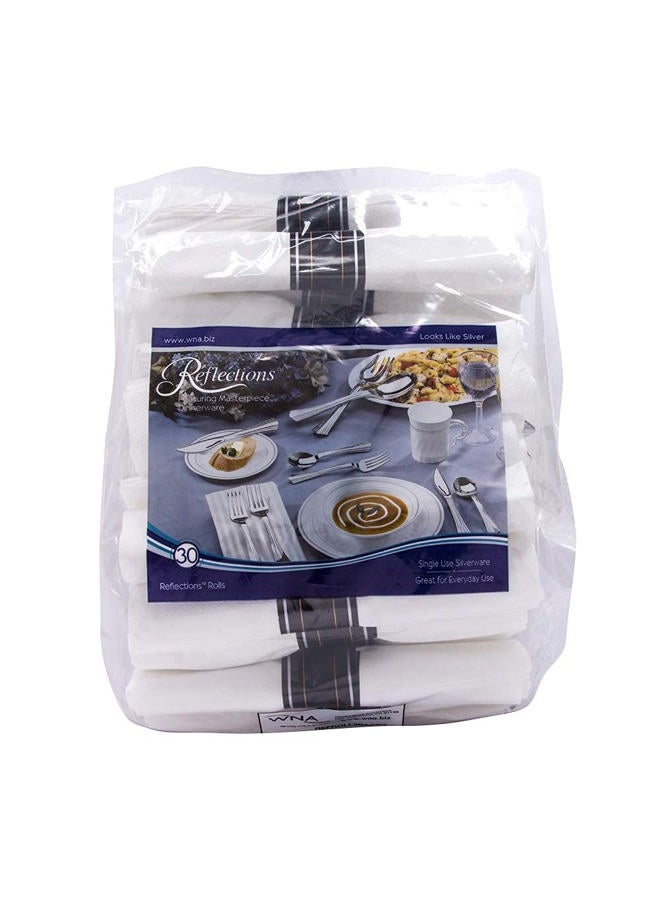 WNA Reflections Fork, Knife, and Spoon Kit in a White Linen-Quality Napkin Roll, Silver (120-Count) - Image 4