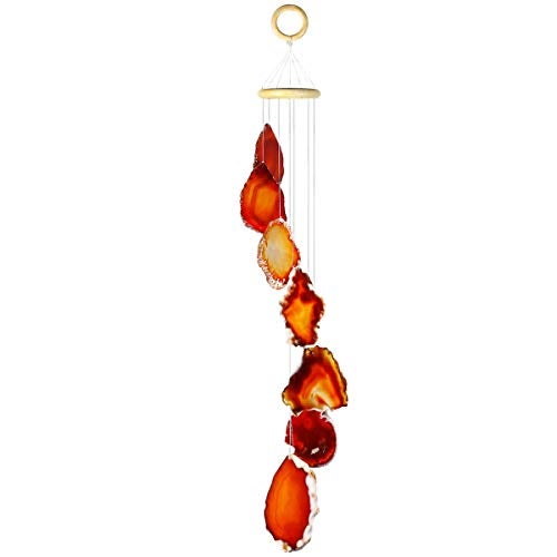 Rockcloud Agate Slices Geode Wind Chime Home Garden Decoration Figurine, 28-33 inches - Image 2