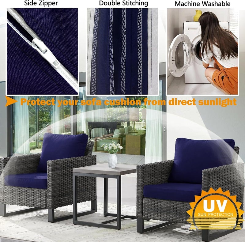 Sqodok Outdoor Cushions Covers 24X22, Patio Cushion Covers for Outdoor Furniture Waterproof Outside Seat Slipcovers Replacement Chair Cushion Covers 2pcs, Blue - Image 4