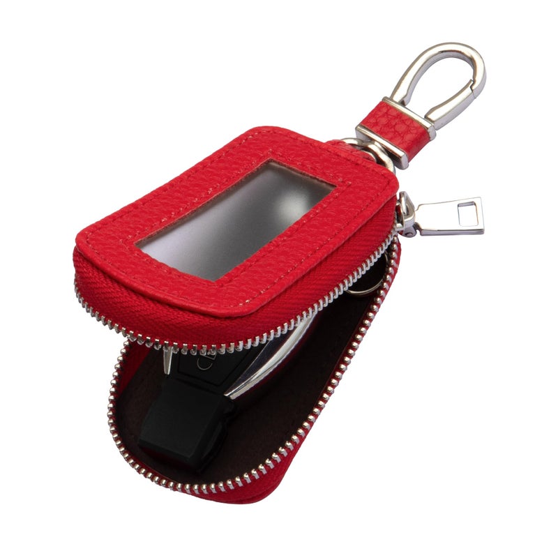 Yuoyar Key Fob Cover, Universal Car Key Leather Case, Fob Holder for Auto Remote (Red) - Image 1
