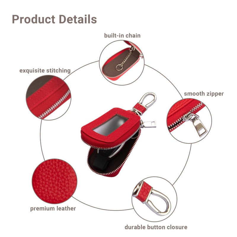Yuoyar Key Fob Cover, Universal Car Key Leather Case, Fob Holder for Auto Remote (Red) - Image 5