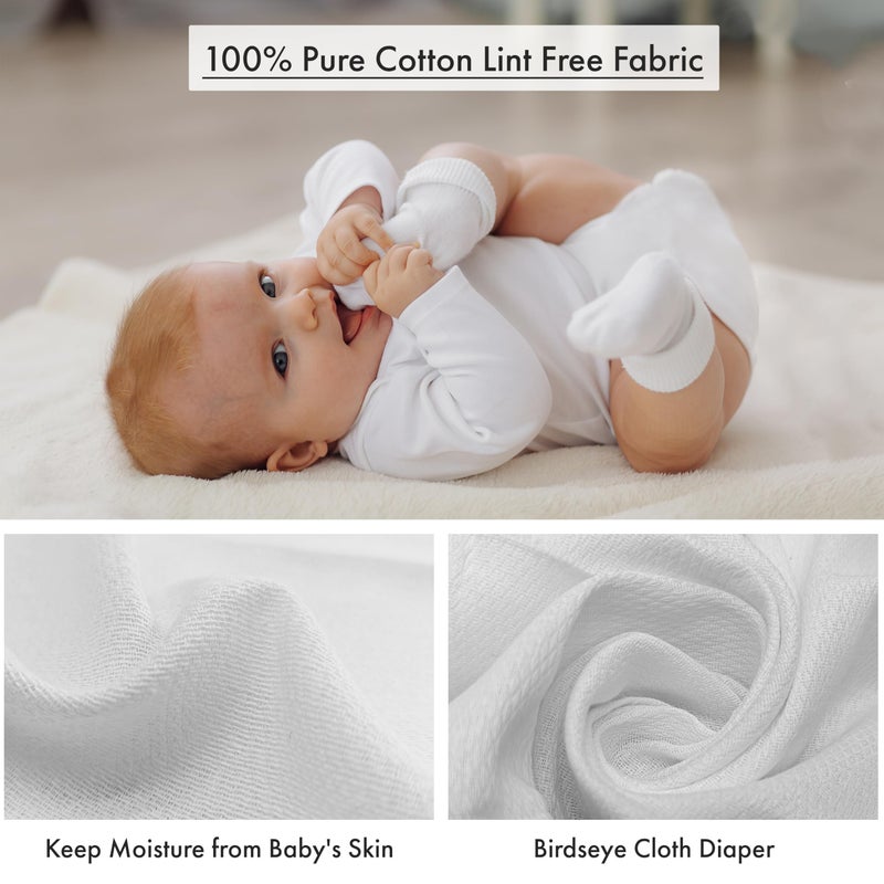 RUVANTI 10 Pack Birdseye Flat-Fold Cloth Diapers for Babies, 100% Cotton Extra Large Reusable Diapers, Baby Burp Cloths - Image 2