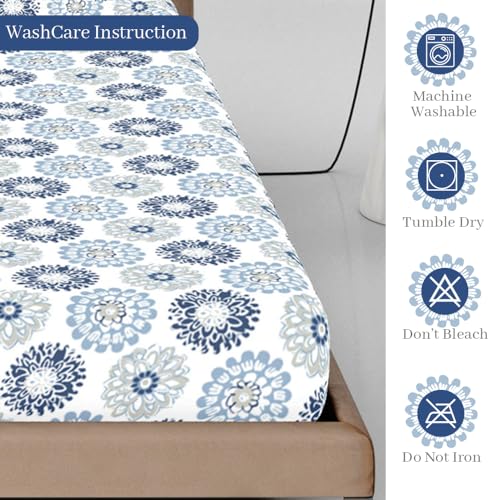 Divine Casa 144 TC Floral Grey 100% Cotton Elastic Fitted Bedsheets King Size with 2 Pillow Covers - 78 x 72 inches - Image 3
