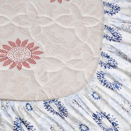 Divine Casa 144 TC Floral Grey 100% Cotton Elastic Fitted Bedsheets King Size with 2 Pillow Covers - 78 x 72 inches - Image 5