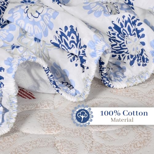 Divine Casa 144 TC Floral Grey 100% Cotton Elastic Fitted Bedsheets King Size with 2 Pillow Covers - 78 x 72 inches - Image 4