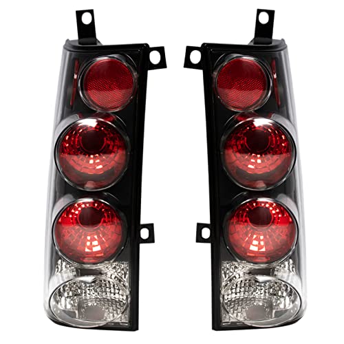 TRQ 2 Piece Driver & Passenger Side Tail Light Assembly Set Black Housing Compatible with 1996-2002 Chevrolet Express 1500 2500 3500 GMC Savana 1500 2500 3500 GM2800156 GM2801156 GM2818194 GM2819194 - Image 1