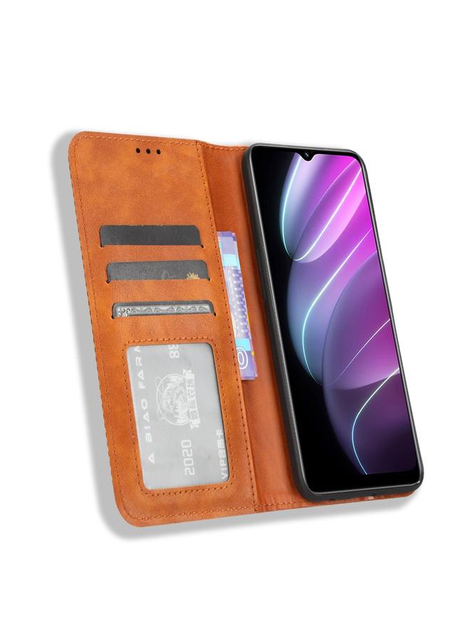 اس-توب جراب هاتف جلدي بمشبك مغناطيسي بتصميم كلاسيكي لهاتف Realme V30 / V30t 5G - Image 4