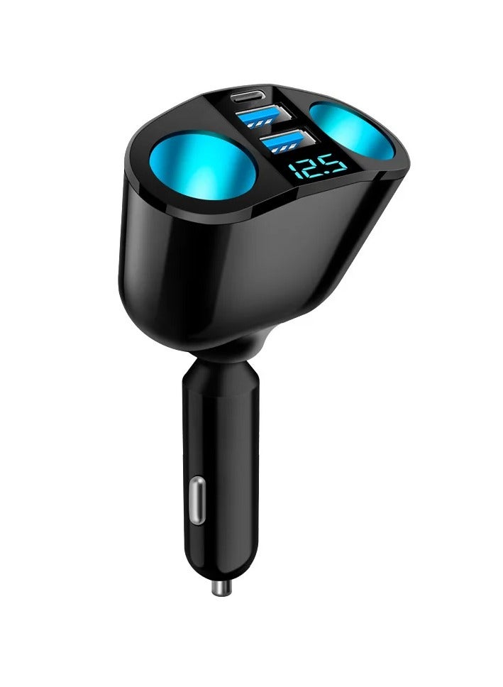 AROAQ Dual-head Cigarette Lighter USB, Car Charger With Dual USB Qc 3.0 Cigarette Lighter With Voltage Display, Ultra-fast Charging Car Cigarette Lighter Plug, (3.1a Dual A-c) - Image 1