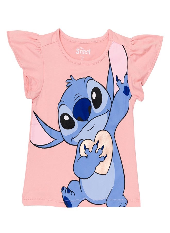 Disney Lilo & Stitch 2-Pack Short Sleeve T-Shirt, Girls Cute Outfits for Toddlers (Rose, 5T) - Image 2