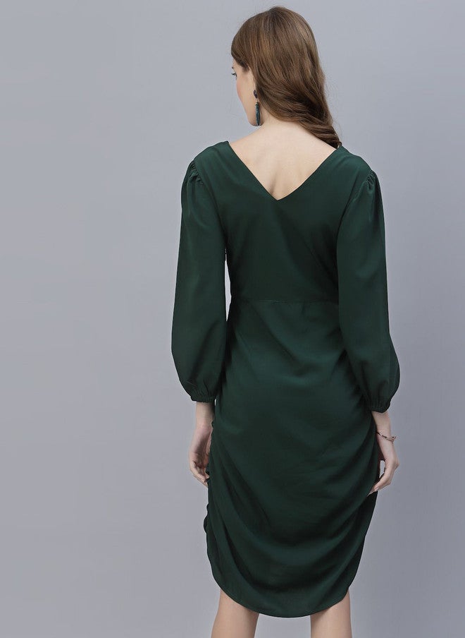 RAASSIO فستان ميدي ضيق أخضر للنساء - Image 5