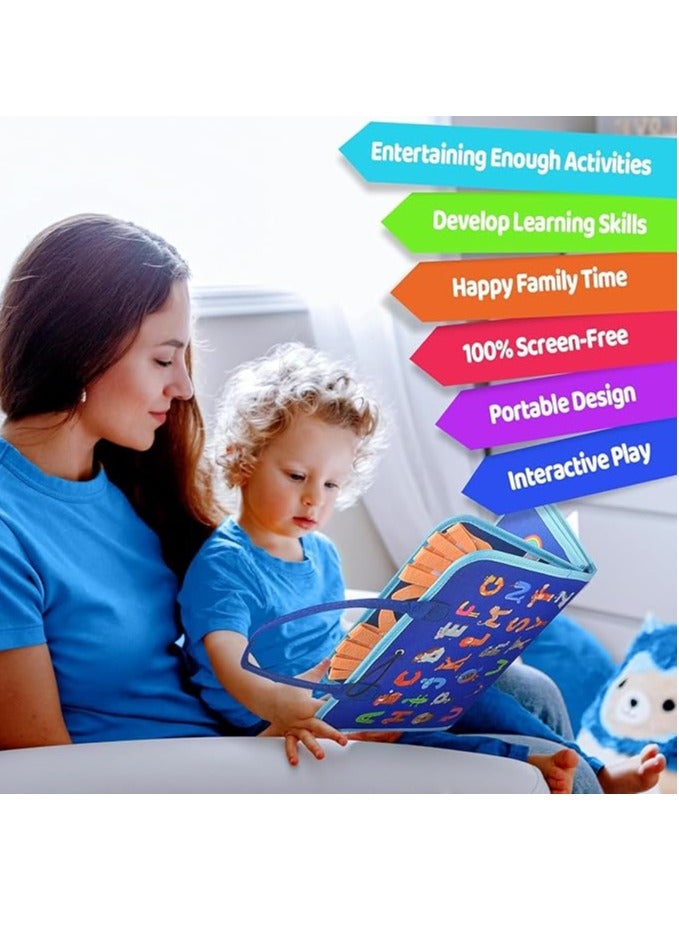 يوريفو ألعاب مونتيسوري للأطفال الصغار، لوحة حسية للأطفال من عمر 1 إلى 4 سنوات، ألعاب سفر تعليمية للطائرة والسيارة، أنشطة لتعلم المهارات الحركية الدقيقة، هدايا عيد ميلاد للأولاد والبنات (أزرق) - Image 4