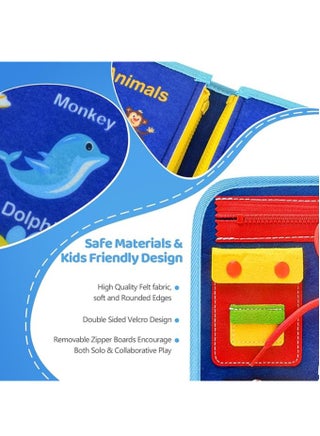 Montessori Toys for Toddlers, Sensory Board for 1-4 Year Olds, Educational Travel Toys for Airplane and Car, Fine Motor Skills Learning Activities, Birthday Gifts for Boys and Girls (Blue) - view 5