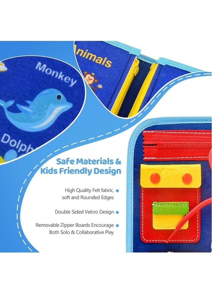 يوريفو ألعاب مونتيسوري للأطفال الصغار، لوحة حسية للأطفال من عمر 1 إلى 4 سنوات، ألعاب سفر تعليمية للطائرة والسيارة، أنشطة لتعلم المهارات الحركية الدقيقة، هدايا عيد ميلاد للأولاد والبنات (أزرق) - Image 5