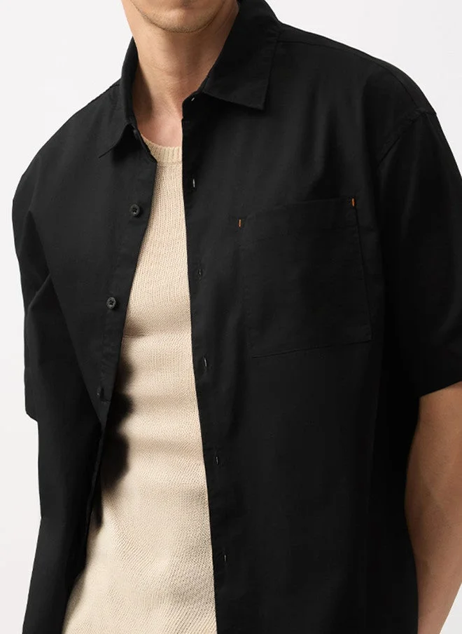 The Souled Store The Souled Store Men's Black Casual Shirt with Embroidered Fruit Design