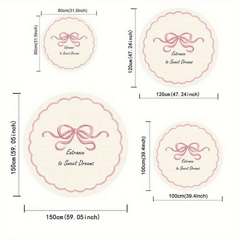 Soft Velvet Non Slip Wear Resistant Plastic Backing Rug Anti Shedding Warm Comfortable Feel Pink Bow 62.99 By 62.99 Inches - Image 4